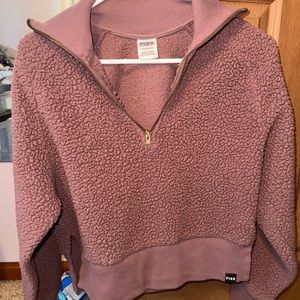 🩷PINK fuzzy half zip